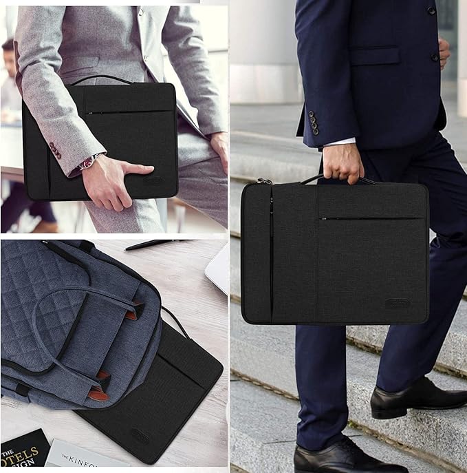 Laptop Sleeve Case 13.3-14 Inch Waterproof Durable Business Computer Carrying Bag Compatible with MacBook Air/Pro HP/ThinkPad Notebook Protective Tablet Handle Laptop Bag Black