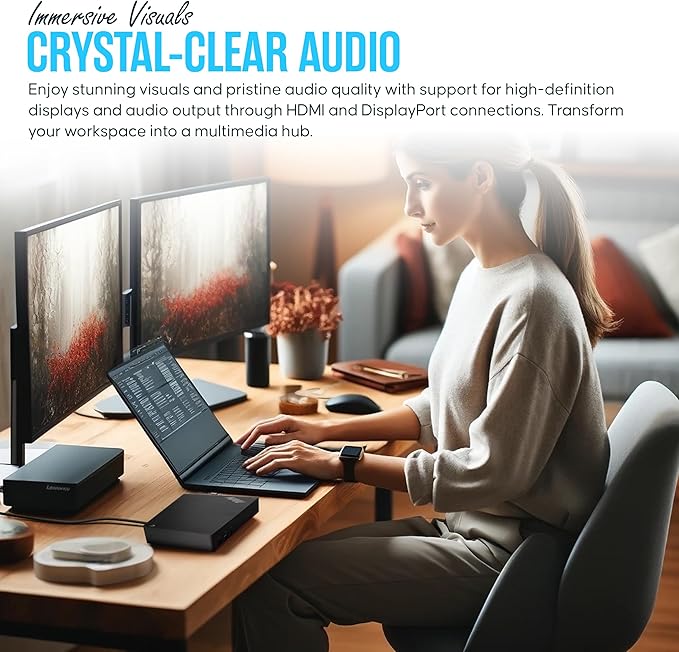 40AS0090US Lenovo Thinkpad Docking Station USB-C Gen 2-1 Year Warranty - Thinkpad Thunderbolt 3 Dock, HDMI, DisplayPort & USB C Cable - Universal Docking Station (Renewed)