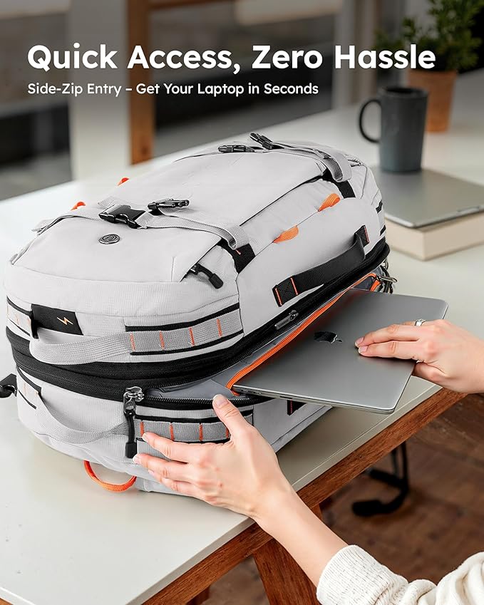 Tolaccea Travel Laptop Backpack, Large Carry on Backpack Flight Approved Convertible Duffle Luggage Bag Daypack Work Business Rucksack Fits 16" Laptop for Men Women 3 Carrying Ways, 40L-50L Expandable