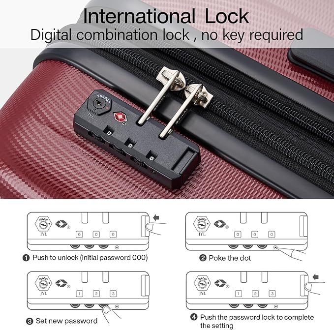 Hanke Expandable Hardshell Luggage Sets 3 piece Carry On Luggage with Wheels Suitcases Lightweight Checked Tsa Luggage Rolling Large Suitcase Travel Luggage Bag Woman Men 20/24/29 Inch(Burgundy)