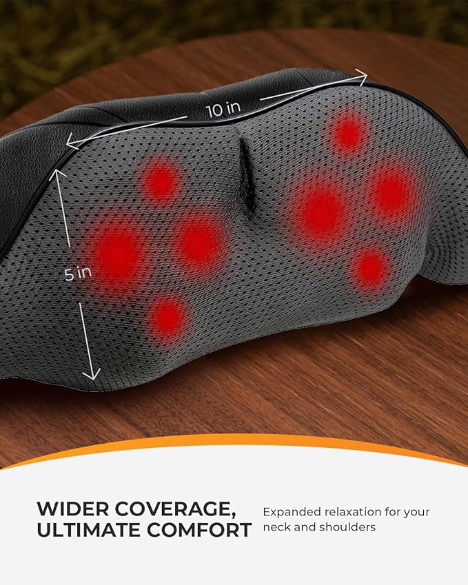 CooCoCo Shiatsu Neck & Back Massager with Heat, Father's Day Birthday Gifts, Corded Electric Deep Tissue 3D Kneading Pillow, Massager for Neck and Shoulder Pain Relief, Home, Office, Car Use