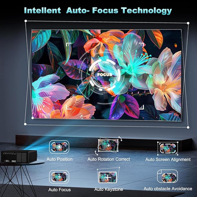 [Built-in Electric Bracket] Smart projector,Outdoor Projector With Wifi And Bluetooth,Full HD 1080P Native，Portable Porjector With Auto Focus&Keystone ,Movie Projector For Indoor&Outdoor Dess C4 Pro