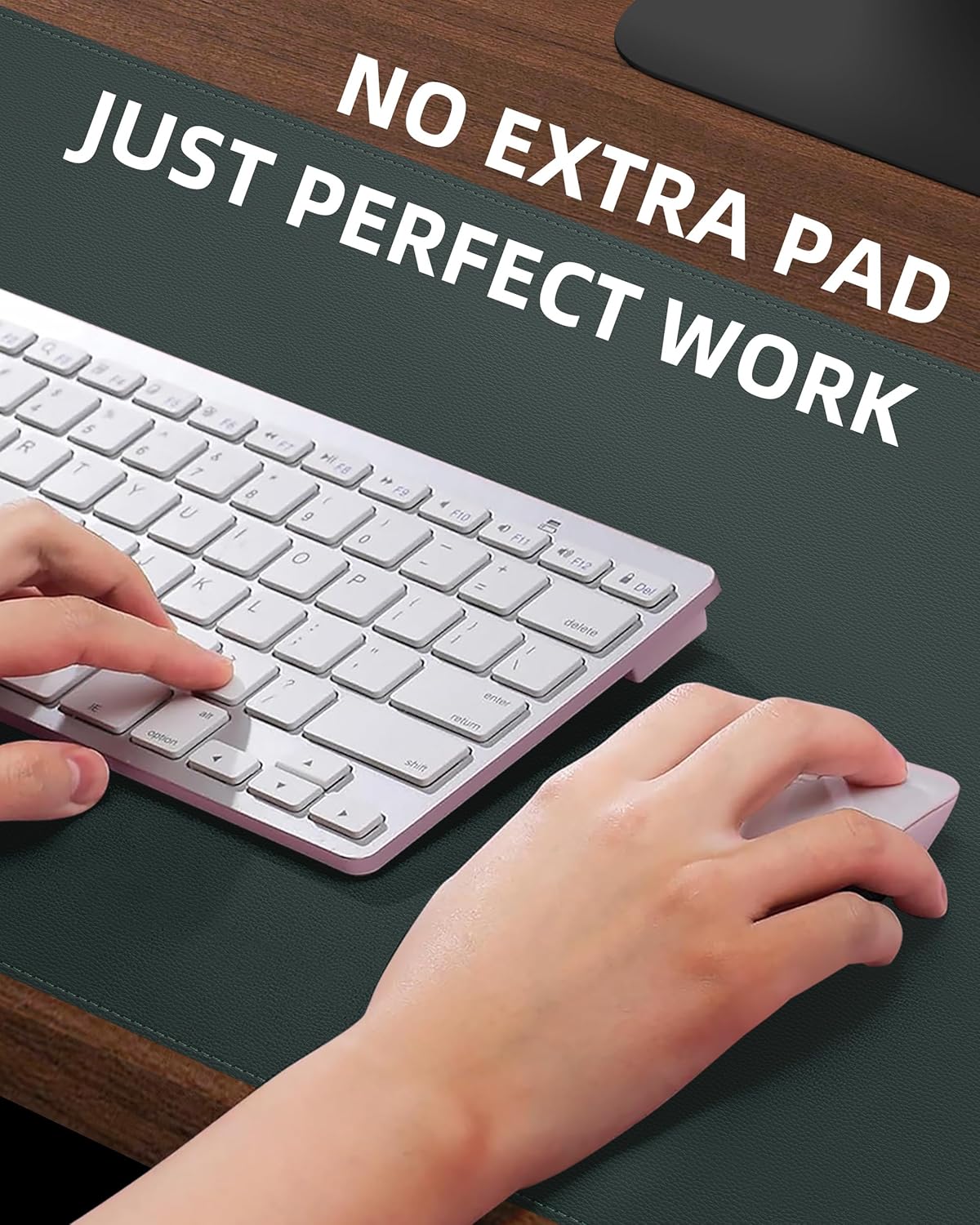 Extra Large Desk Pad Mat - Waterproof Mouse Pad & Desk Protector, Non-Slip XXL PU Leather Gaming Mat for Keyboard/Mouse, Stitched Edge with Ergonomic Support, 55"x24" (Dark Green)