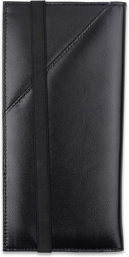 Passport Wallet - Travel Document Holder w/RFID Blocking – Full Grain Leather – Bifold big Wallet with Credit Card Slots for Women and Men,Black,FL-522-10