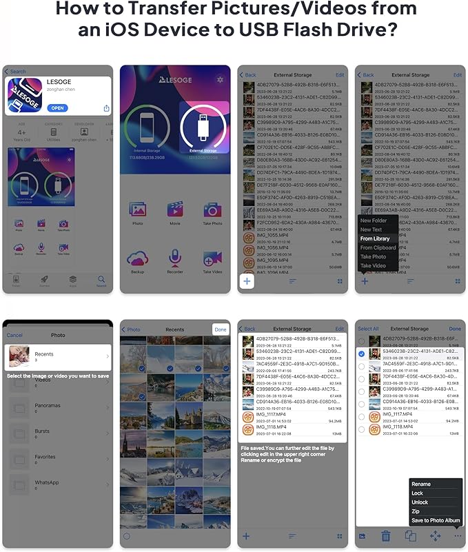 MFi Certified Flash Drive 512GB Thumb Drive USB Memory Stick High Speed External Storage Jump Drive USB Stick Photo Stick for iPhone/iPad/Android/PC and More Devices