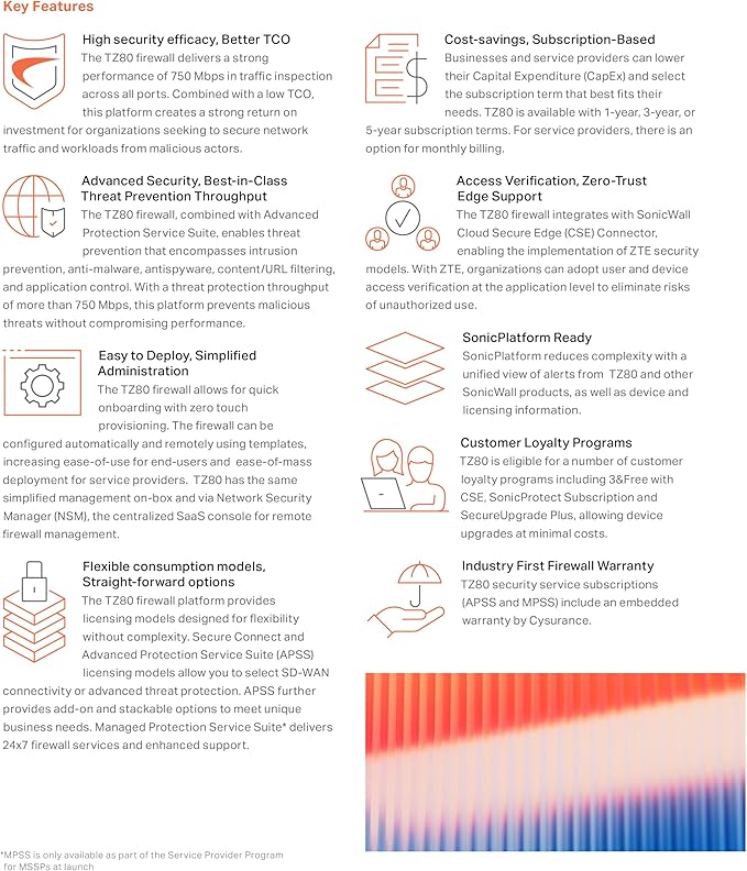 Sonicwall TZ80 High Availability Model - Network Security Appliance (03-SSC-2749) | Next-Generation Firewall | Secondary Device for Reliable, Continuous Connection