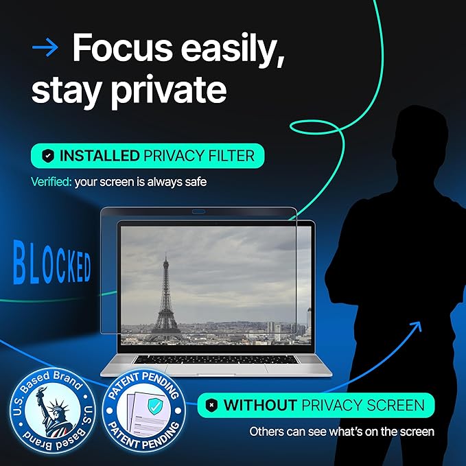 Magnetic Privacy Screen Compatible with MacBook Pro 14" 2021, 2022, 2023, 2024, M1, M2, M3, M4 Anti-Blue Light Laptop Screen Protector Filter Blue Light Blocking Filter