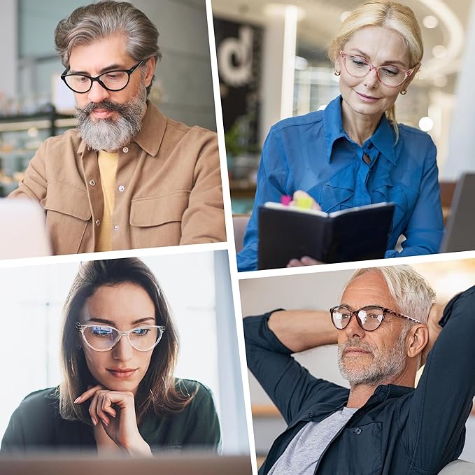 Przene 4 Pack Blue Light Blocking Reading Glasses,Readers for Women and Men with Spring Hinge