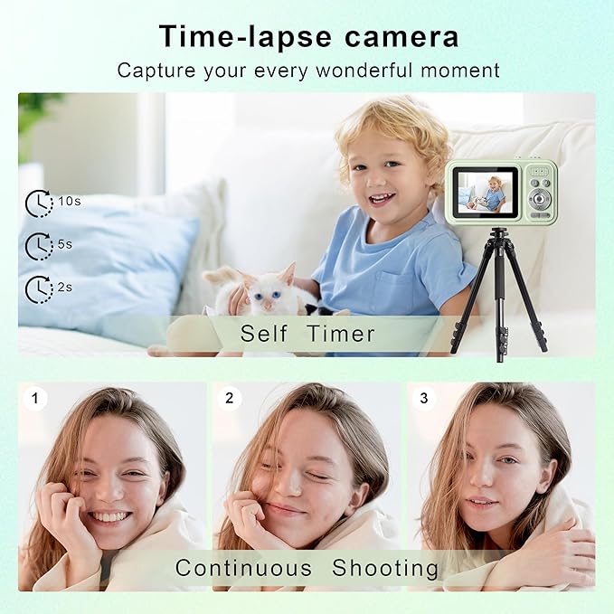 Digital Camera, Student Cameras with 32GB Card. Autofocus 48MP Point and Shoot Digital Cameras, 16X Zoom Anti-Shake Vlogging Camera, Compact Small Cameras for Boys Girls Teenagers