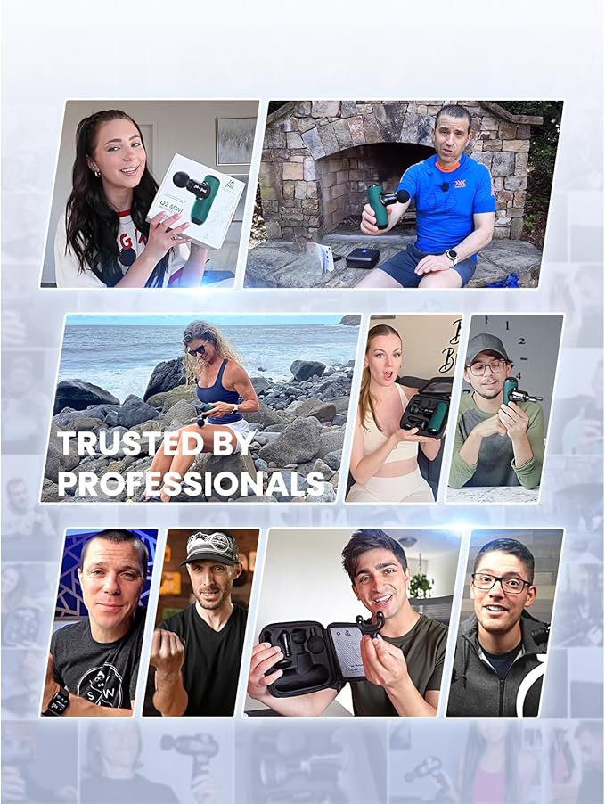 BOB AND BRAD Q2 Mini Massage Gun, Pocket-Sized Deep Tissue Massager Gun, Portable Percussion Muscle Massager Gun, Ultra Small & Quiet Muscle Massage Gun with Carry Case -Green