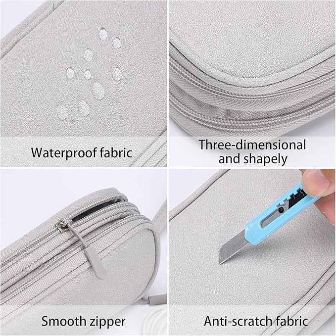 SUNRISING Travel Electronic Organizer Bag - Portable Waterproof Double Layer Large Capacity Storage Case for Charger, Cables, Phone, Earphone, Flash Drive & More Travel Essentials（Gary）