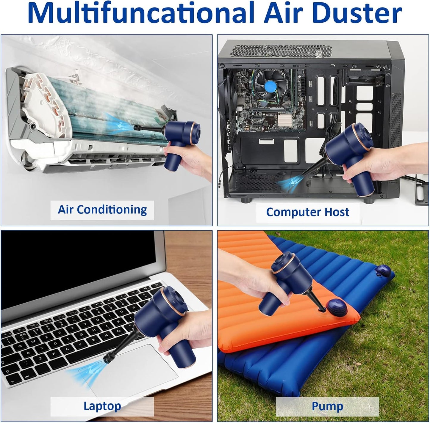 8Kpa Mini Handheld Vacuum Cleaner, 120W High Power Cordless Keyboard Vacuum, 2-in-1 Desk Vacuum & Air Duster with LED Light & Multi-Nozzles for Car, Computer, Sewing Machine