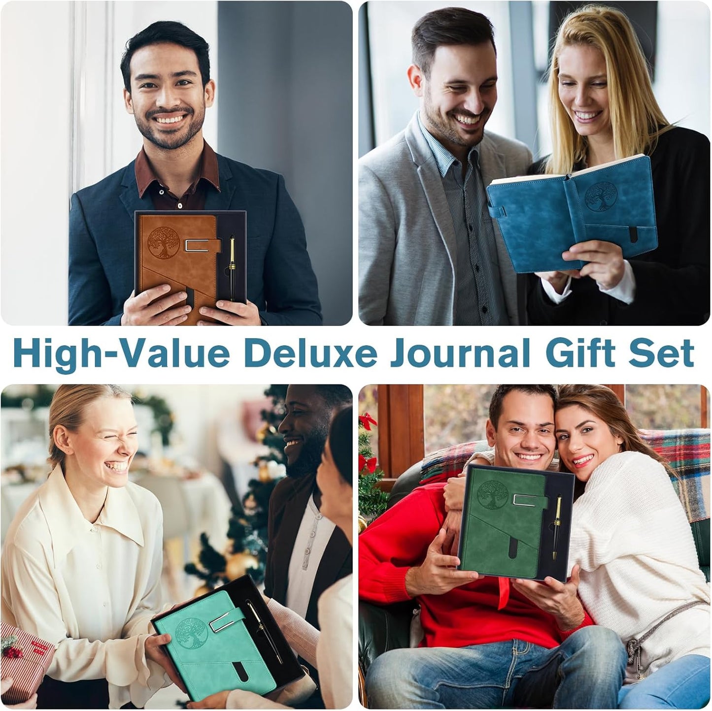 Lined Notebook Journal for Men Women, 365 Pages Numbered College Ruled Notebook, Hardcover Leather Journal with Pen & Gift Box, Thick Daily Diary, Professional Notebooks for Work, School, Business, A5