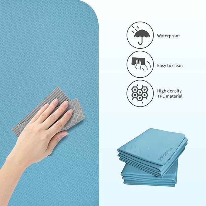 PROIRON Foldable Yoga Mat 0.24"/0.16" for Home Workout & Travel, Non Slip Travel Yoga Mats with Carry Bag, Packable Yoga Mat for Home Gym, Pilates, Fitness,Stretching