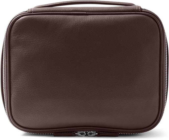 Leatherology Brown Large Travel Organizer - Zipped mesh storage pocket, elastic loops for organization, double metal zipper