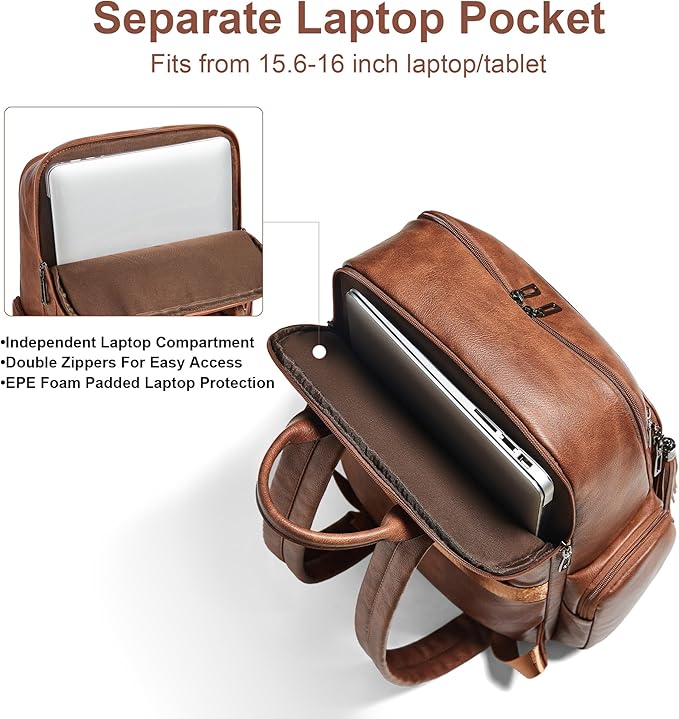 Shrrie Laptop Backpack for Women Fits 16 inch Laptop,Designer Backpacks for Women with Computer Compartment to Business (Brown)