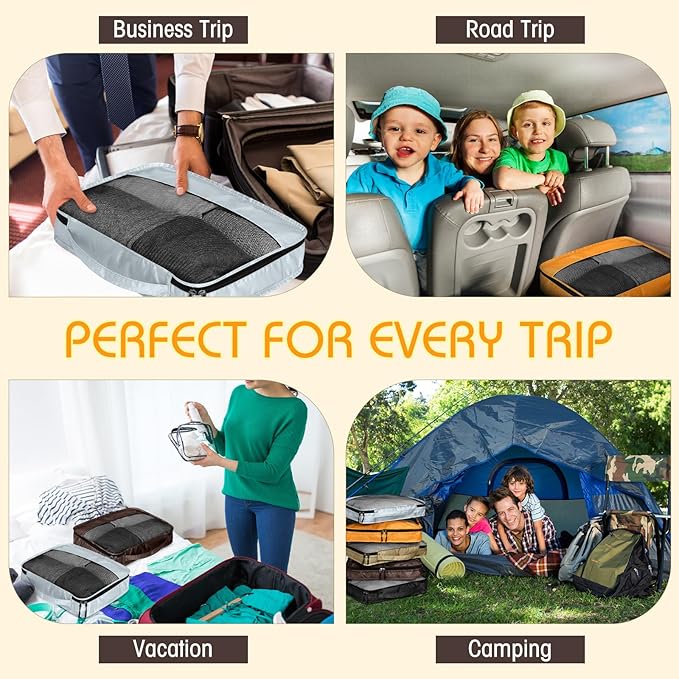 5 Pcs Packing Cubes for Suitcase Large Travel Cubes Carry on Luggage Organizer Bags for Clothes Accessories(S,Apricot)