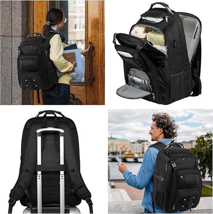 Extra Large Laptop Backpack for Travel, College & Work, TSA Friendly Commuter Gaming Bag with USB Charging Port, Heavy-Duty Anti-Theft Design Fits 18.4 Inch Laptop, Grey, 21.7x15.9x10.2”