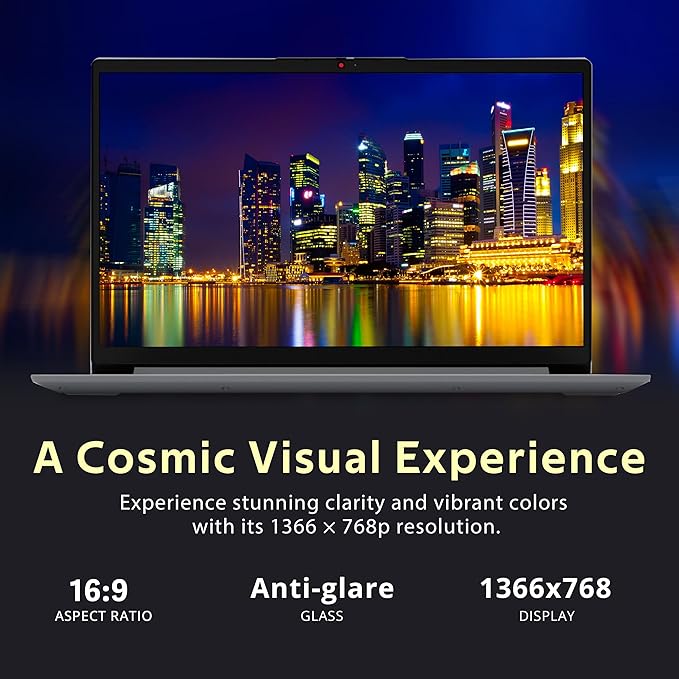 Lenovo Ideapad 1 15.6" HD Anti-Glare Laptop, Intel Celeron N4500, 8GB RAM, 416GB Storage(256GB SSD+160GB Docking Station Set), Intel UHD Graphics, Num Pad, Webcam, Win 11s, Grey