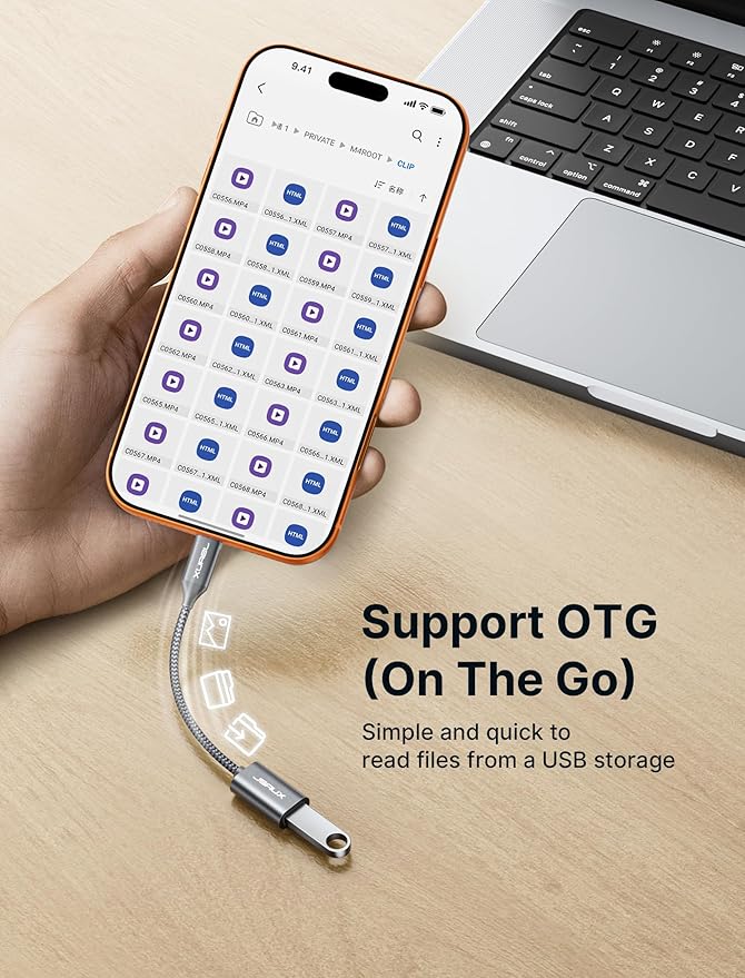 JSAUX USB C to USB 3.0 Adapter [2 Pack], USB C Male to USB Female OTG Cable Adapter Compatible with MacBook Pro/Air, iPhone 17 Pro Max/iPhone Air/16e/16/15 Series, Samsung Galaxy S25/S24/S23