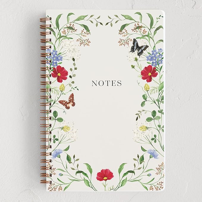 Minted Wild Meadow Notebook, Writing Journal for Notes & Journaling, Durable Paper Cover, Modern, Colorful & Simple Spiral Bound Journal Notebook with 160 Lined Pages, 5.5" x 8.5"