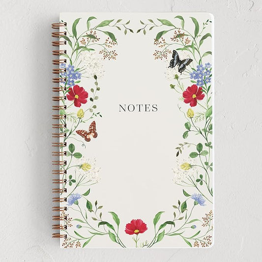 Minted Wild Meadow Notebook, Writing Journal for Notes & Journaling, Durable Paper Cover, Modern, Colorful & Simple Spiral Bound Journal Notebook with 160 Lined Pages, 5.5" x 8.5"