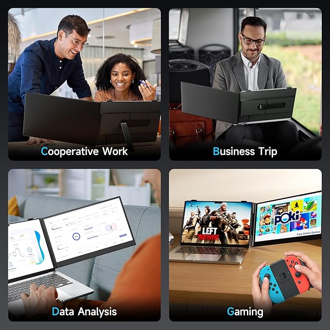 Laptop Screen Extender 0.17" Ultra-Thin, 14.2" FHD 1080P IPS Portable Monitor for Laptop, Dual Screen Travel Monitor Extender Suitable for 13"-17.3" Plug & Play for Windows/Mac/Android/Switch/PS-5