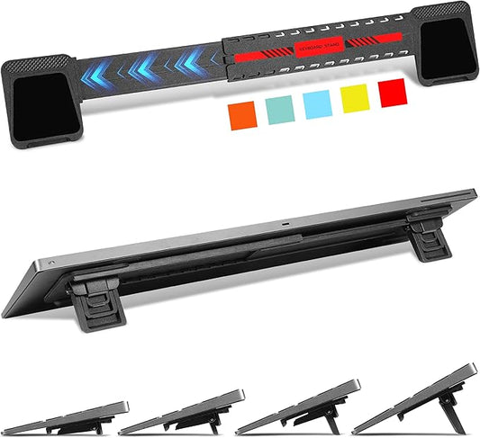 MEKASS Computer Keyboard Stand for Desktop, Adjustable Keyboard Riser, Extendable Holder, Non Slip, Ergonomic Office Desk Accessories for Flat-Back Keyboard Only (Red)