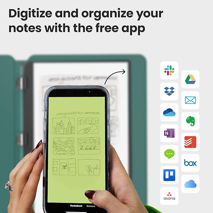 Rocketbook Pro 2.0 Reusable Professional Smart Notebook, Letter Size 8.5x11, Green - Lined & Dot Grid Pages, App-Connected, Erasable, Premium Cover, Ideal for Work Notes and Business Meetings