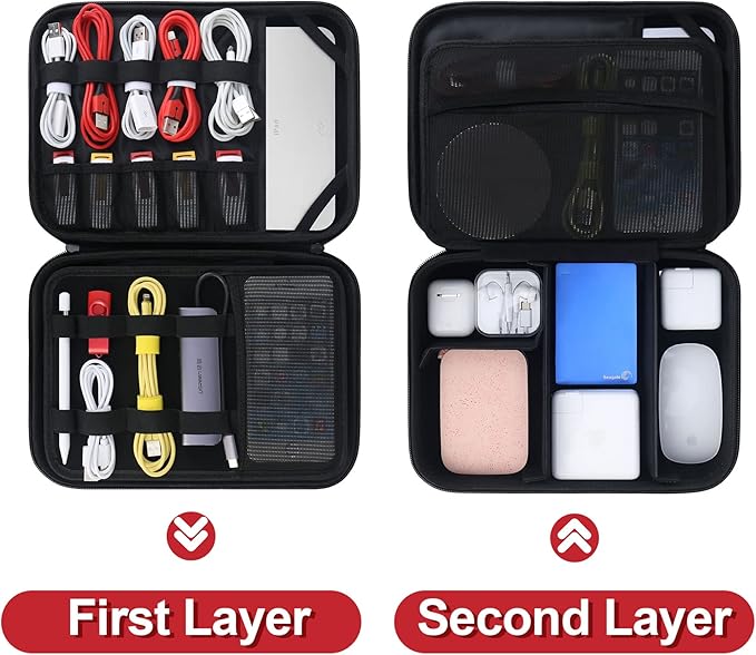 BOVKE Travel Cable Organizer Hard Protective Case
