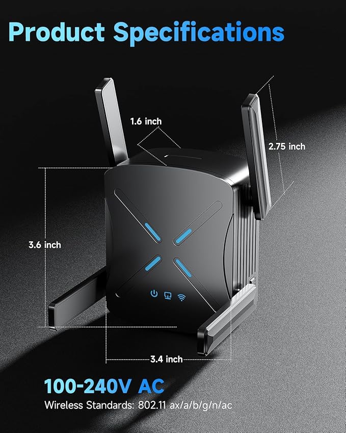 2026 WiFi Extender Signal Booster, New Gen Wi-Fi 6 Repeater, Long Range up to 12,000 sq.ft for Home, Dual-Band Internet Extender WiFi Booster w/Gigabit Ethernet Port, Easy Setup, EasyMesh Compatible