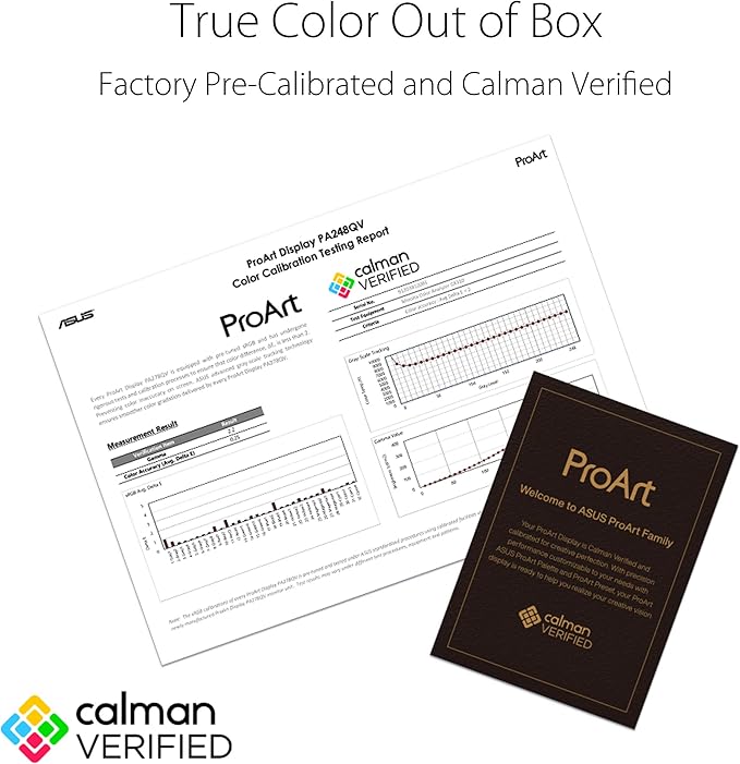 ASUS ProArt Display PA248QV 24.1” WUXGA (1920 x 1200) 16:10 Monitor, 100% sRGB/Rec.709 ΔE < 2, IPS, DisplayPort HDMI D-Sub, Calman Verified, Anti-glare, Tilt Pivot Swivel Height Adjustable, Black
