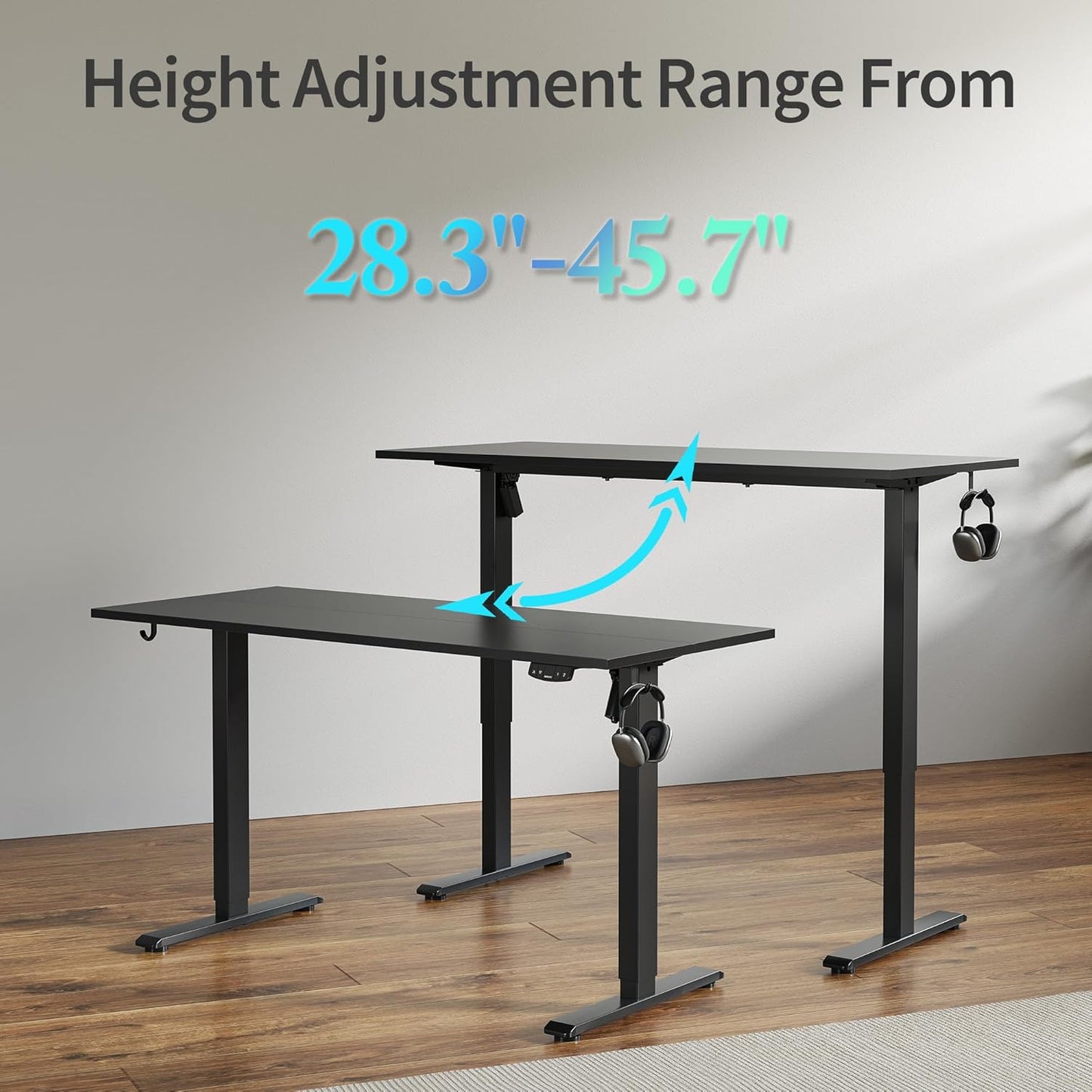 Agilestic Electric Standing Desk, 48 x 24 Inches Height Adjustable Desk, Sit Stand up for Work Office Home, Ergonomic Rising Gaming Computer Table with Memory Preset, Black