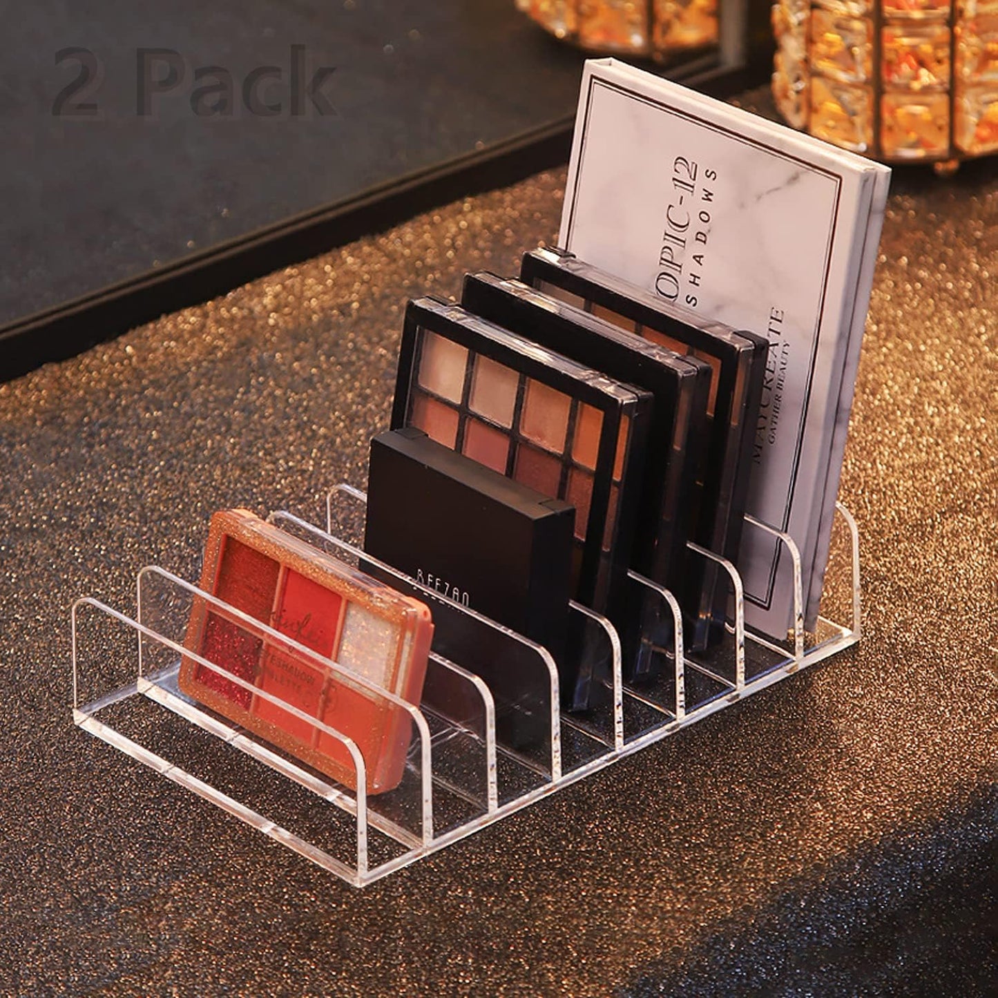 8 Slot Eyeshadow Makeup Palette Organizer, Acrylic Desk Organizer for Sorting Mail, Bill Money Organizer for Cash Envelope, Cash Tray for Cash Stuffing, Use in Home&Office - Clear - 2 Pack