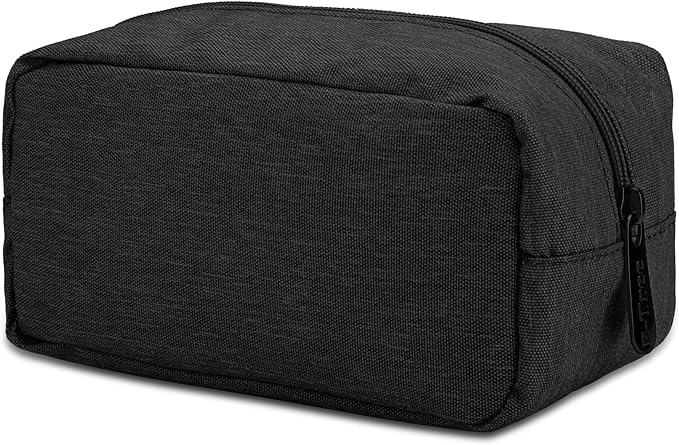 E-Tree Makeup Bag,Medium Travel Make up Pouch for Purse,Zipper Cosmetic Brush Skin Care Case for Women Man,Toiletry Bags,Tech Electronic Organizer,Small Canvas Storage for Personal Items,Black