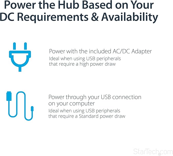 StarTech.com 7 Port USB 3.0 Hub – Up To 5 Gbps – 7 x USB – Universal Multi Port USB Extender for Your Desktop – USB Powered (ST7300USB3B)