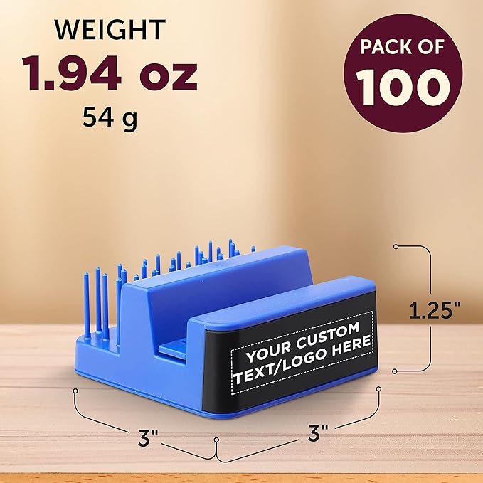 DISCOUNT PROMOS Custom Light Up Logo Phone Stands Set of 100, Personalized Bulk Pack - Essential Smartphone Accessory, Perfect for Office and Home - Blue