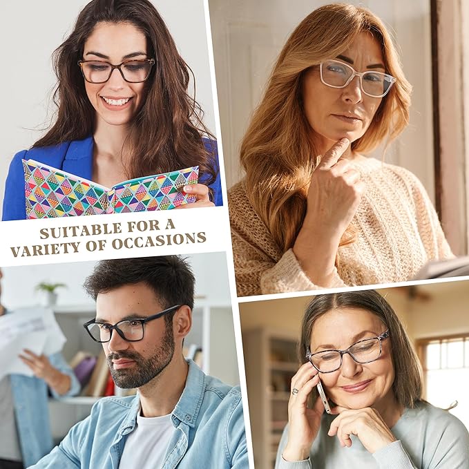 Przene 4 Pack Blue Light Blocking Reading Glasses,Readers for Women and Men with Spring Hinge