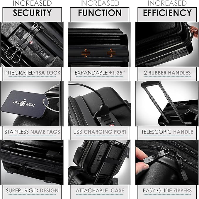 Hard Shell Luggage Sets with Spinner Wheels 4 Piece, Expandable Large Suitcases with TSA Lock, Travel Large Suitcase Set, Black Luggage Set