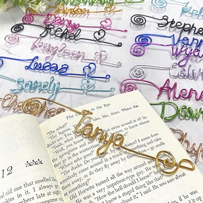Personalized Bookmark Custom Wire Name Bookmark 12 Colors Customizable Page Marker Gifts for Book Lovers Bookworm Reader