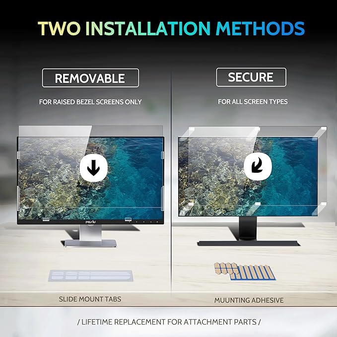 [2-Pack] 23.8 Inch Privacy Screen for Computer Monitor 16:9 Aspect Ratio, Eye Protection Anti Blue Light Glare Shield, 23.8inch Removable Black Blackout Anti Spy Desktop Security Private Filter