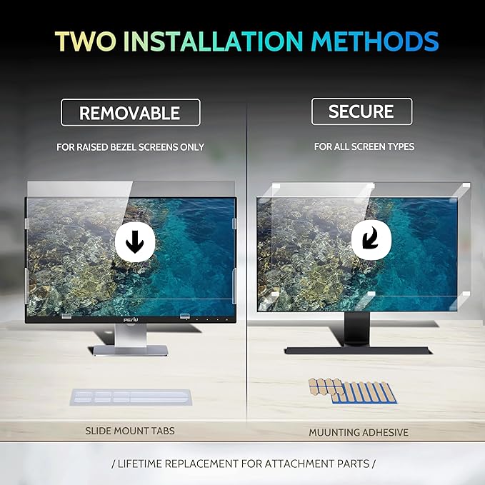 [2-Pack] 27 Inch Privacy Screen for Computer Monitor 16:9 Aspect Ratio, Eye Protection Anti Blue Light Glare Shield, 27inch Removable Black Blackout Anti Spy Desktop Security Private Filter