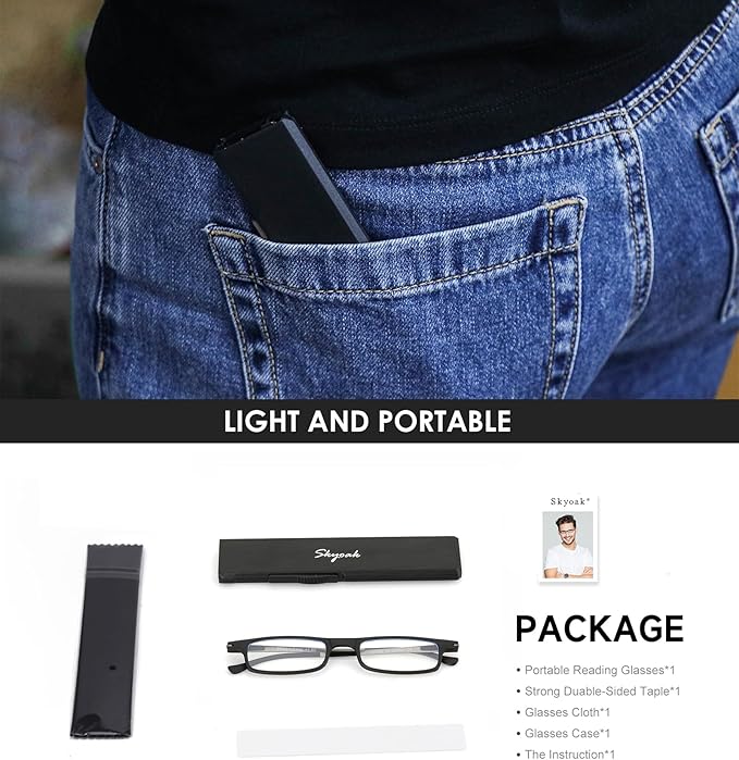 Ultra thin Lightweight Folding Reading Glasses Women Men TR90 Blue Light Blocking Anti UV/Eyestrain Foldable Compact Computer Readers Portable Unique Stretchable Slim Flat case Blue +3.5