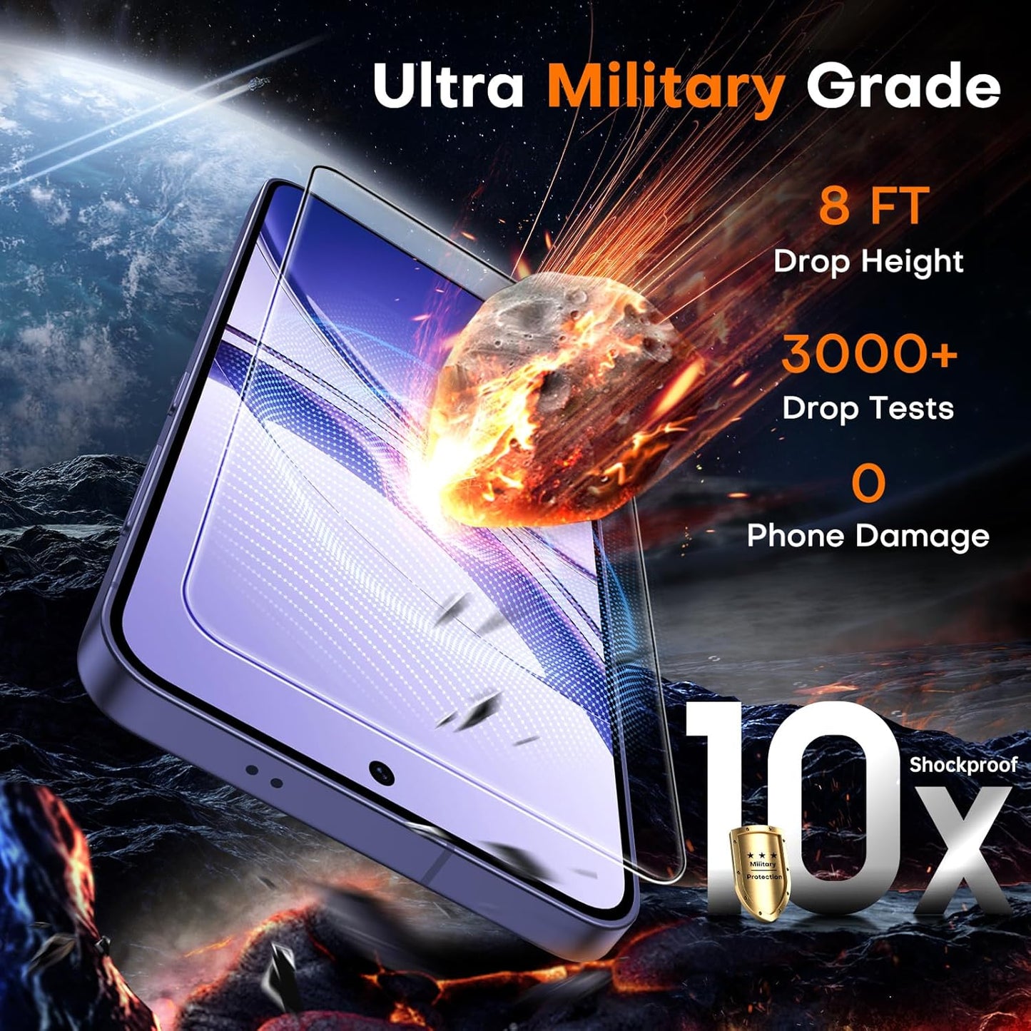 TOCOL for Samsung Galaxy S24 Plus Screen Protector 9H Hardness Military Grade Shatterproof HD Tempered Glass 2 Pack