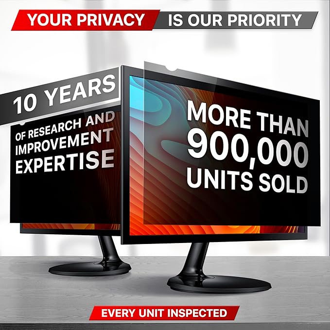 VINTEZ 21.6 Inch 16:10 Privacy Screen for Computer Monitor and Laptop - Anti Glare Protector Film Blue Light Filter Eye Protection - Computer Screen Privacy Shield, [1 Pack]