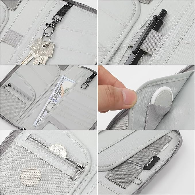 Travel Passport Holder for Family - RFID Large Travel Passport Wallet with Airtag & Card Holder Women Men, Lightweight Passport Cover Case Book Travel Document Organizer with Zipper Pocket,Black