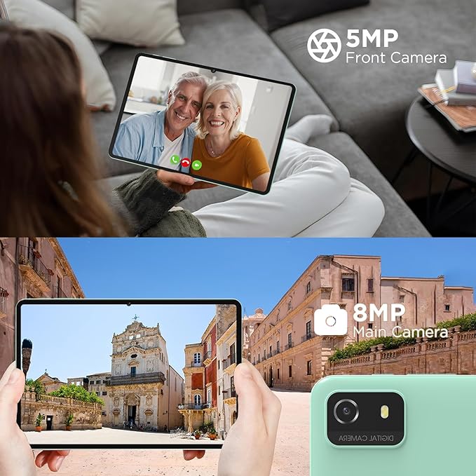 CWOWDEFU 10 Inch Android 14 Tablet, 12GB+128GB, Expand 1TB, Widevine L1 Compatible Octa-Core With WiFi 6, 6000mAh, Dual 8MP+5MP Camera, Face ID/Reading/Gaming (Green)