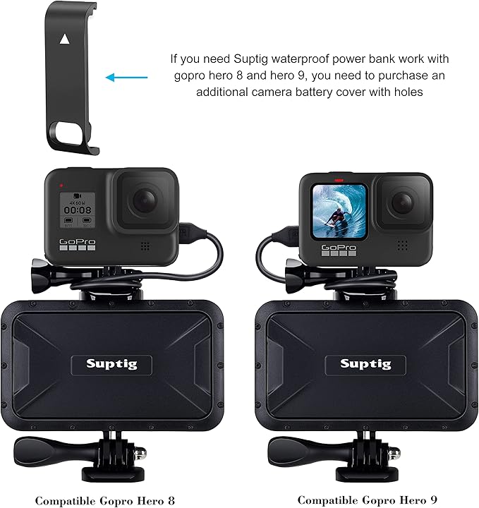 Suptig Portable Charger, 7800mAh Battery Pack Power Bank, Compatible for Gopro Hero 13 Hero 12 11 10 9 8 7 6 5 4 3 3+ Hero Session Hero + DJI osmo AKASO Insta 360 Digital Camera Phone (Black)