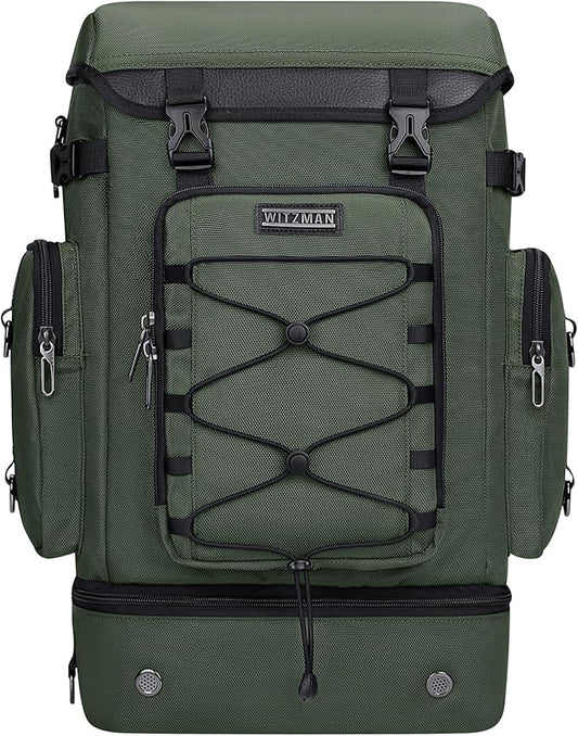 WITZMAN Travel Backpack for Men Women Carry on Bags for Airline Approved Convertible Duffle Luggage Backpack Shoe Compartment（B691 Light Green）