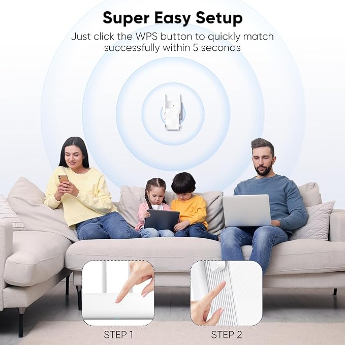 2025 WiFi Repeater,WiFi Extender Signal Booster for Whole Home & Backyard with Ethernet Port, Wireless Repeater Amplifier Long Range Covers up to 10,000 sq.ft, 4X Faster Repeater Work with Any Router